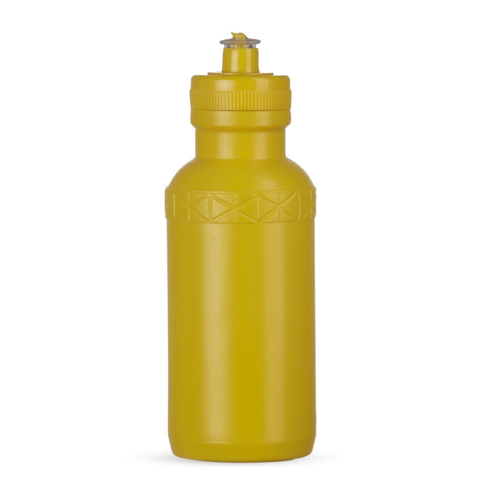 Squeeze plástico 500 ml bico de silicone sem BPA personalizado com a logo da empresa, na cor amarelo