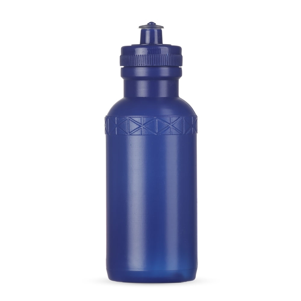 Squeeze plástico 500 ml bico de silicone sem BPA personalizado com a logo da empresa, na cor azul escuro