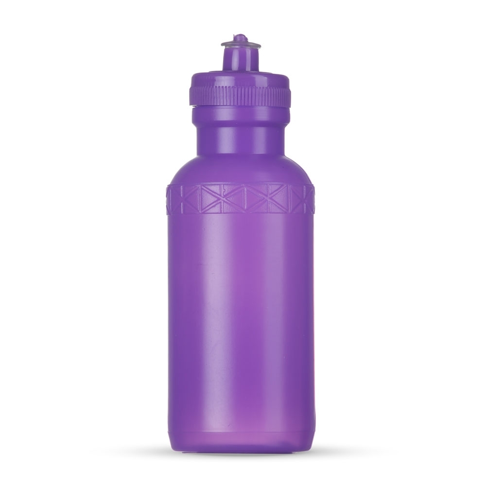 Squeeze plástico 500 ml bico de silicone sem BPA personalizado com a logo da empresa, na cor roxo