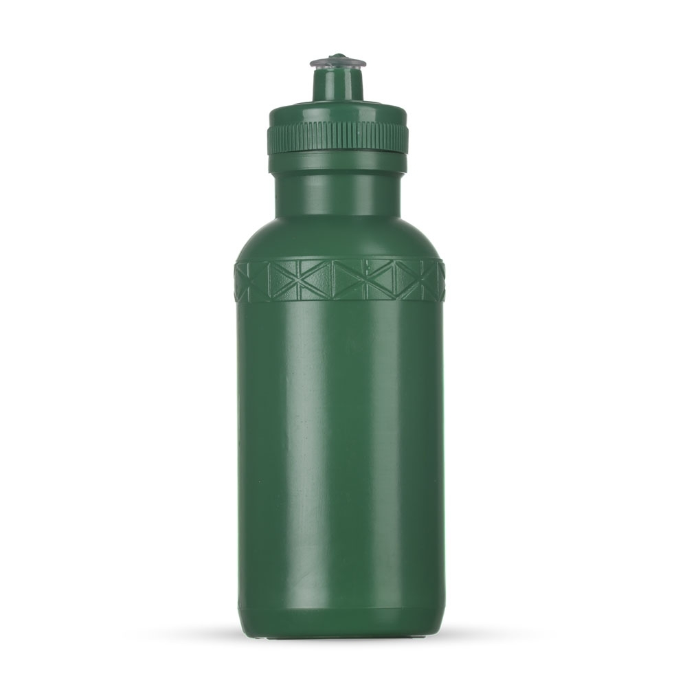 Squeeze plástico 500 ml bico de silicone sem BPA personalizado com a logo da empresa, na cor verde escuro