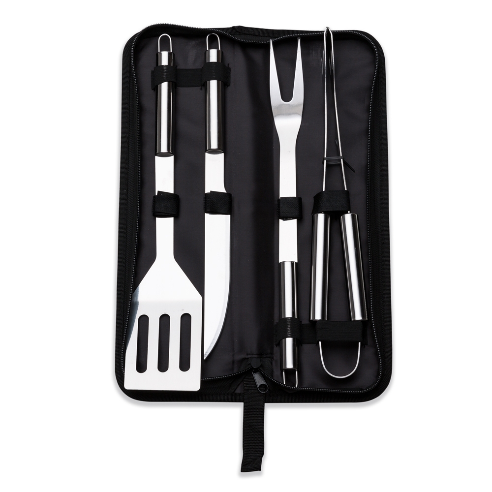 Kit churrasco 4 peças inox com estojo personalizado com a logo da empresa