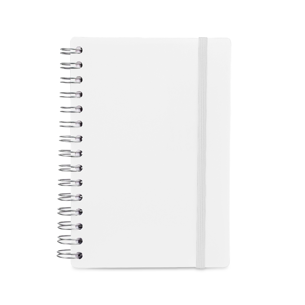 Agenda diária 2027 com espiral e régua na cor Branco, personalizada com a logo da empresa