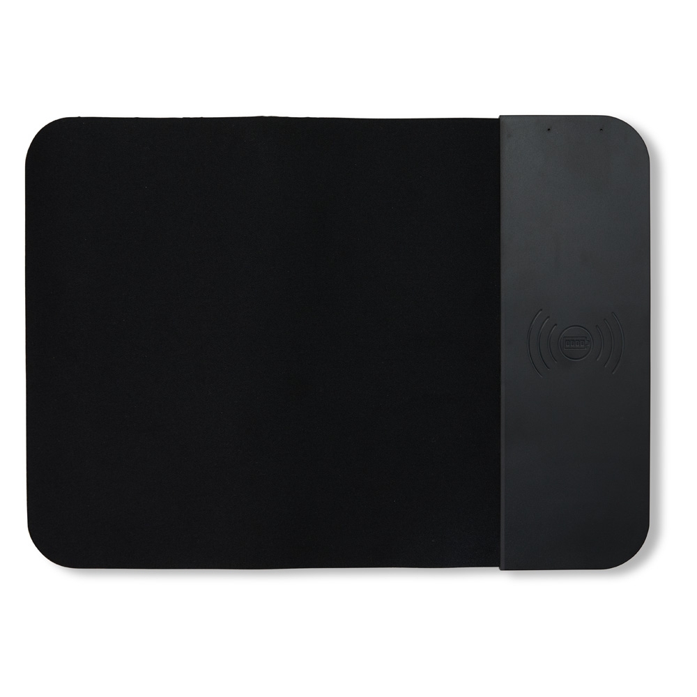 Mouse pad carregador de neoprene na cor Preto, personalizado com a logo da empresa