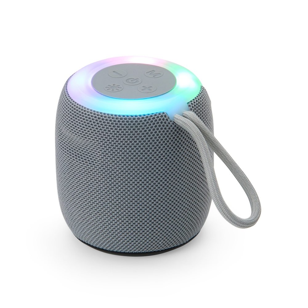 Caixa de som Bluetooth TWS com luzes LED personalizada com a logo da empresa, na cor cinza