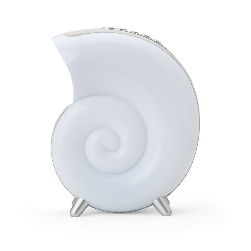 Caixa de som multimídia TWS de poliéster com luminária RGB na cor Branco / Prata, personalizada com a logo da empresa