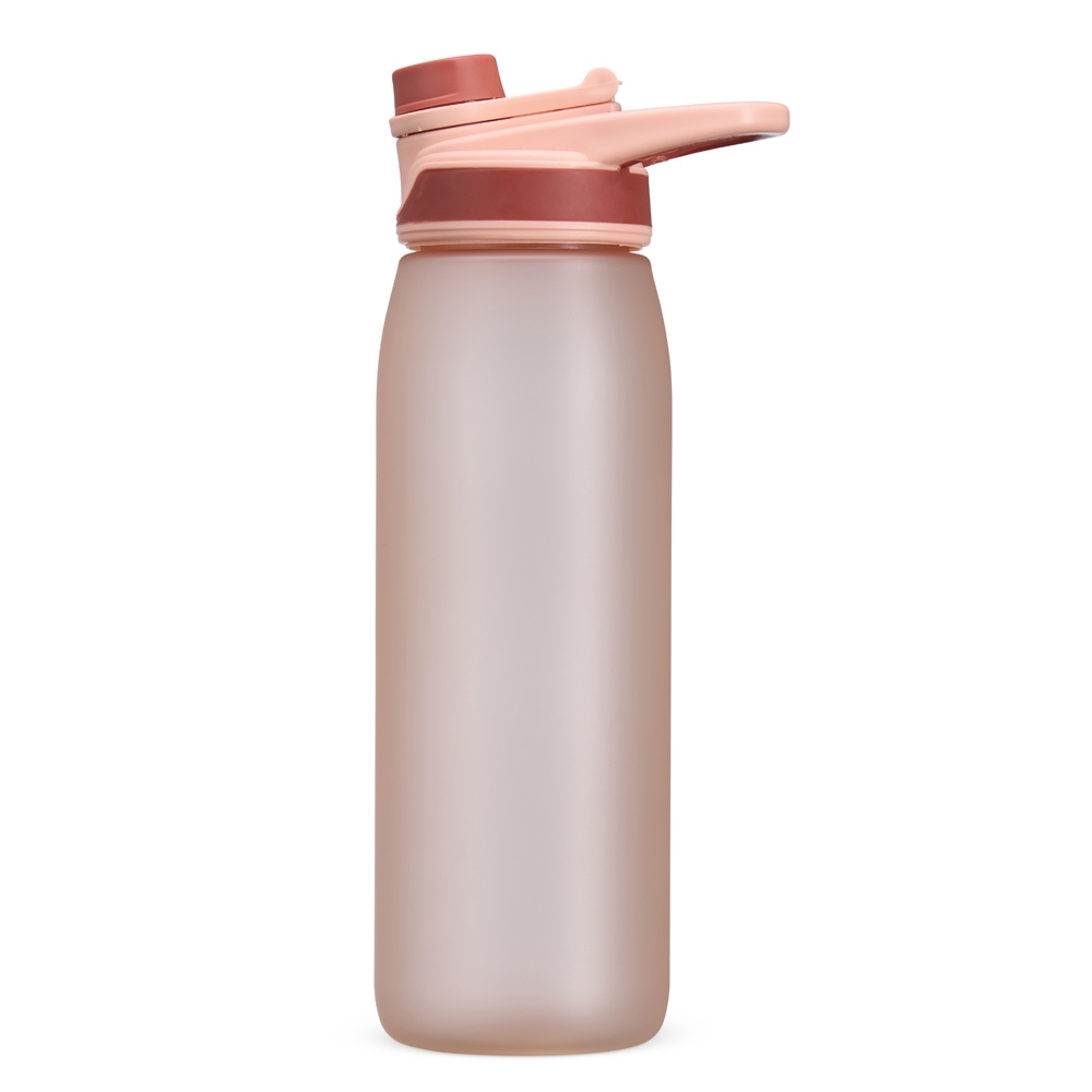 Squeeze plástico 900 ml com alça personalizado com a logo da empresa, na cor rosa