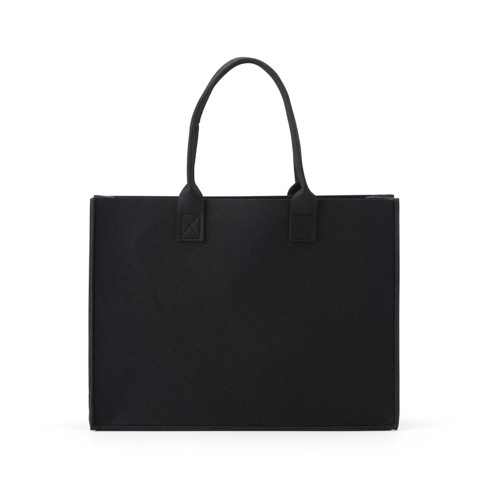 Sacola de feltro na cor Preto, personalizada com a logo da empresa