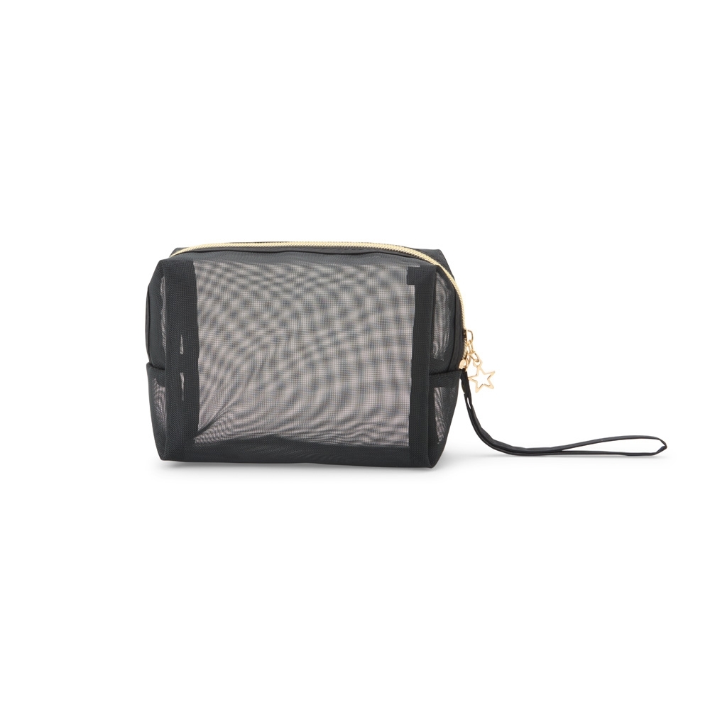 Nécessaire de malha de nylon (12 x 16 x 7,5 cm) personalizada com a logo da empresa