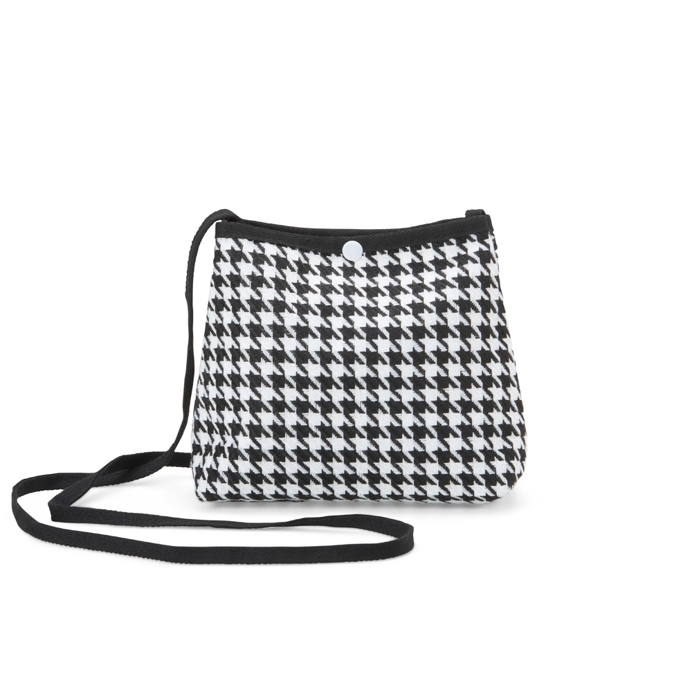 Mini bolsa transversal em algodão 2 litros na cor Preto / Branco, personalizada com a logo da empresa