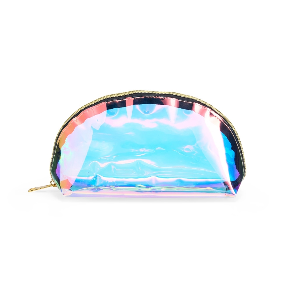 Nécessaire plástico holográfica na cor Transparente, personalizada com a logo da empresa