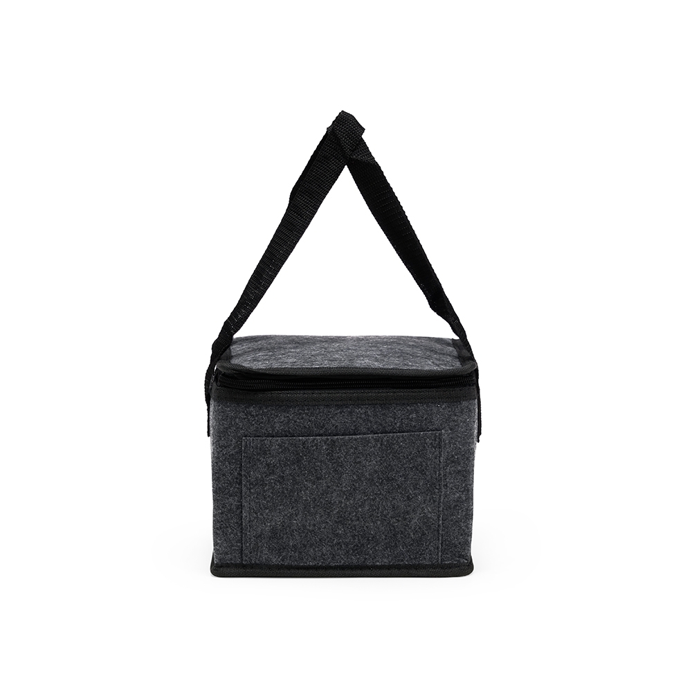 Bolsa térmica 5 litros de feltro na cor Preto, personalizada com a logo da empresa