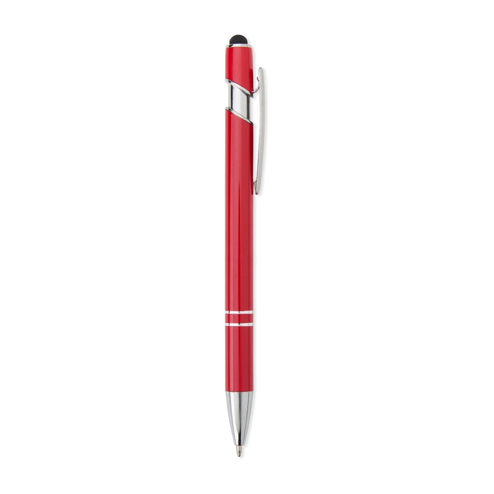 Caneta de metal touch brilhante personalizada com a logo da empresa, na cor vermelho