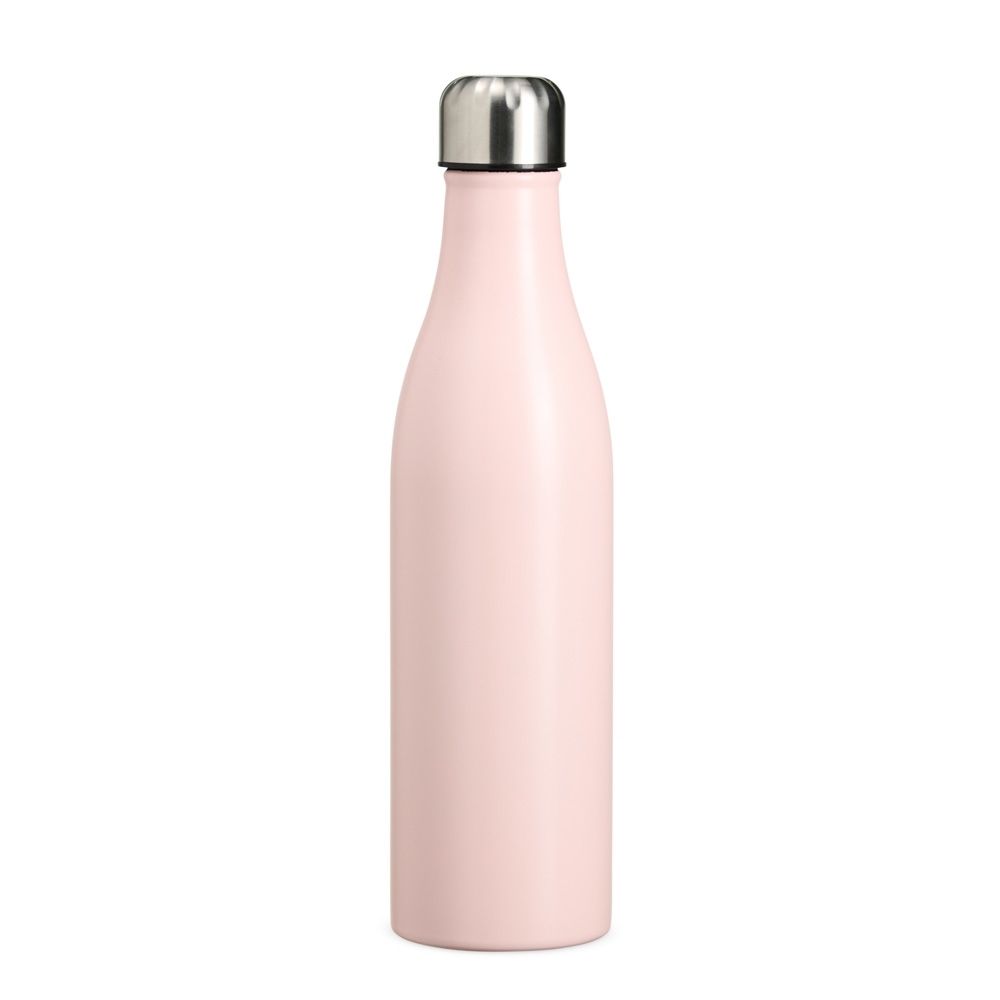 Garrafa térmica 800 ml de inox com tampa em relevo na cor Rosa, personalizada com a logo da empresa