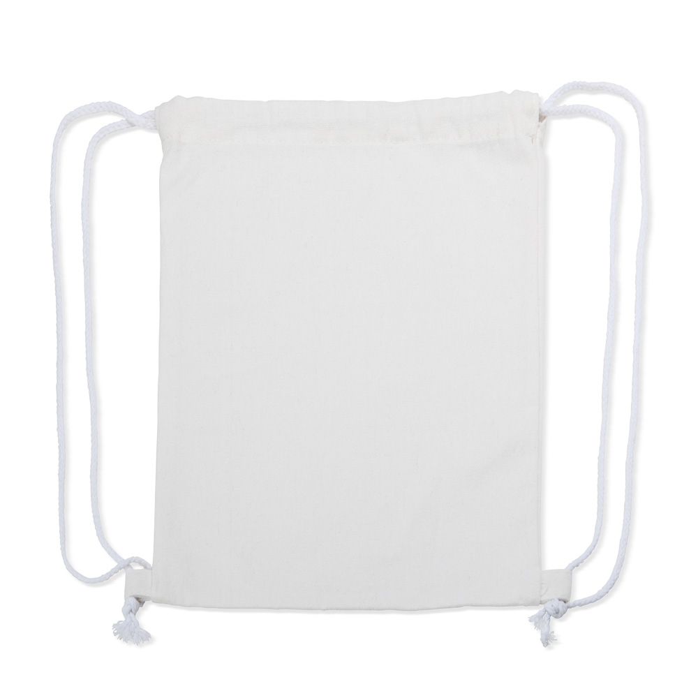 Sacochila algodão 281 g/m² na cor Branco, personalizada com a logo da empresa