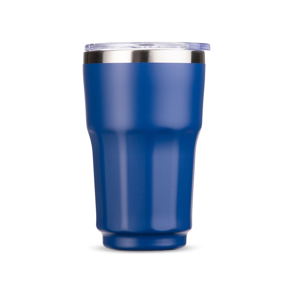 Copo térmico 300 ml personalizado com a logo da empresa, na cor azul