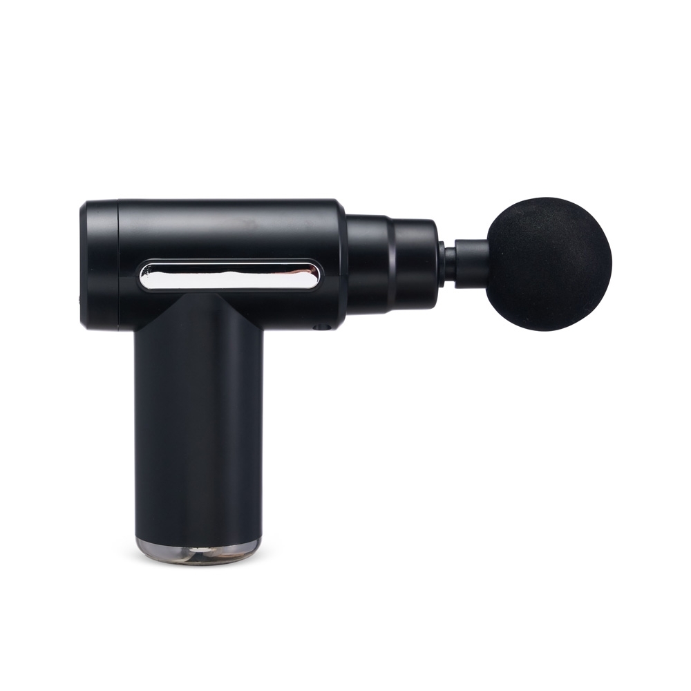 Massageador portátil na cor Preto, personalizado com a logo da empresa
