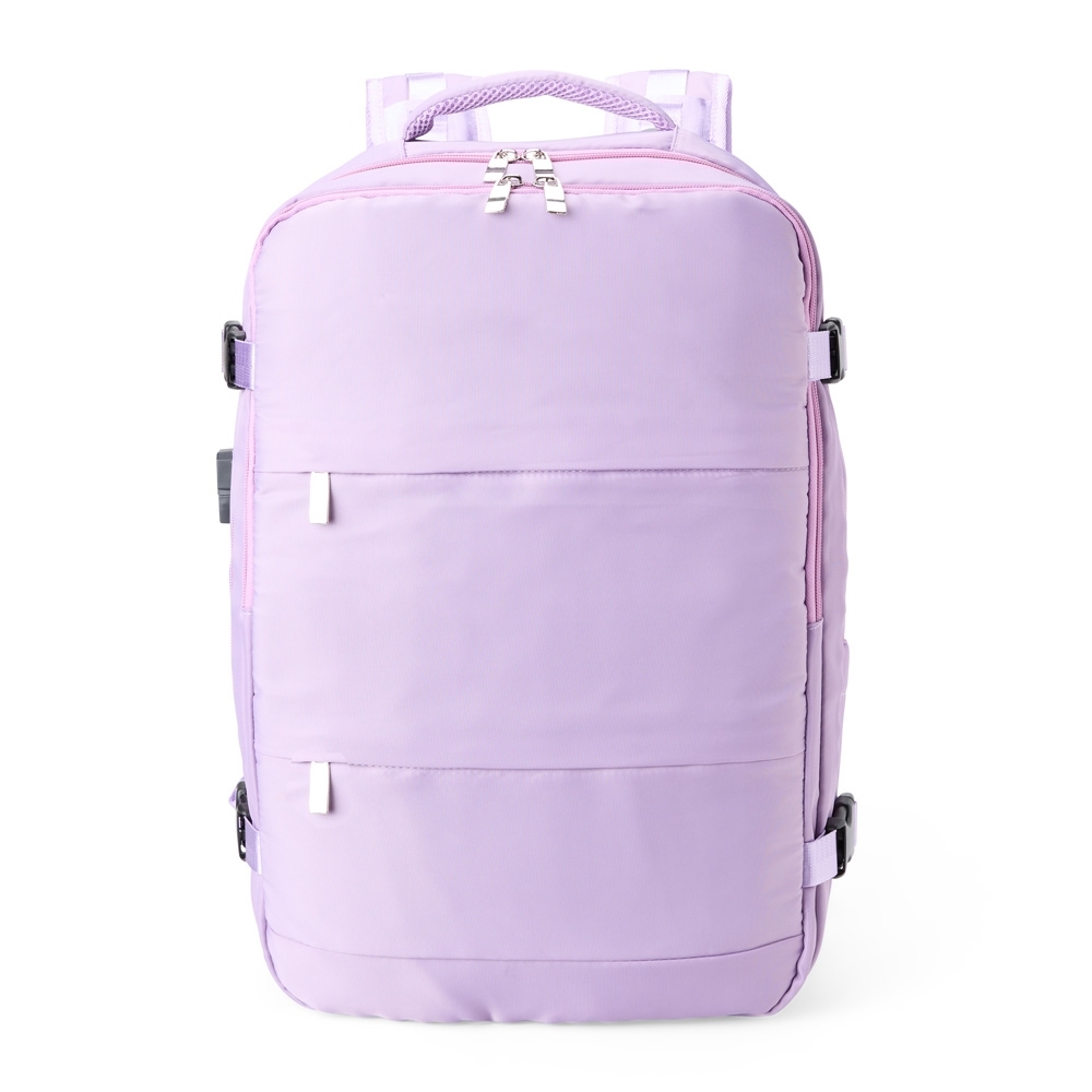 Mochila de poliéster 35 litros personalizada com a logo da empresa, na cor roxo