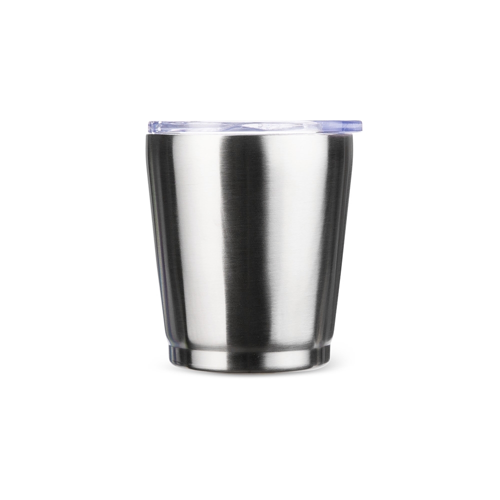 Copo térmico 200 ml de inox personalizado com a logo da empresa, na cor inox