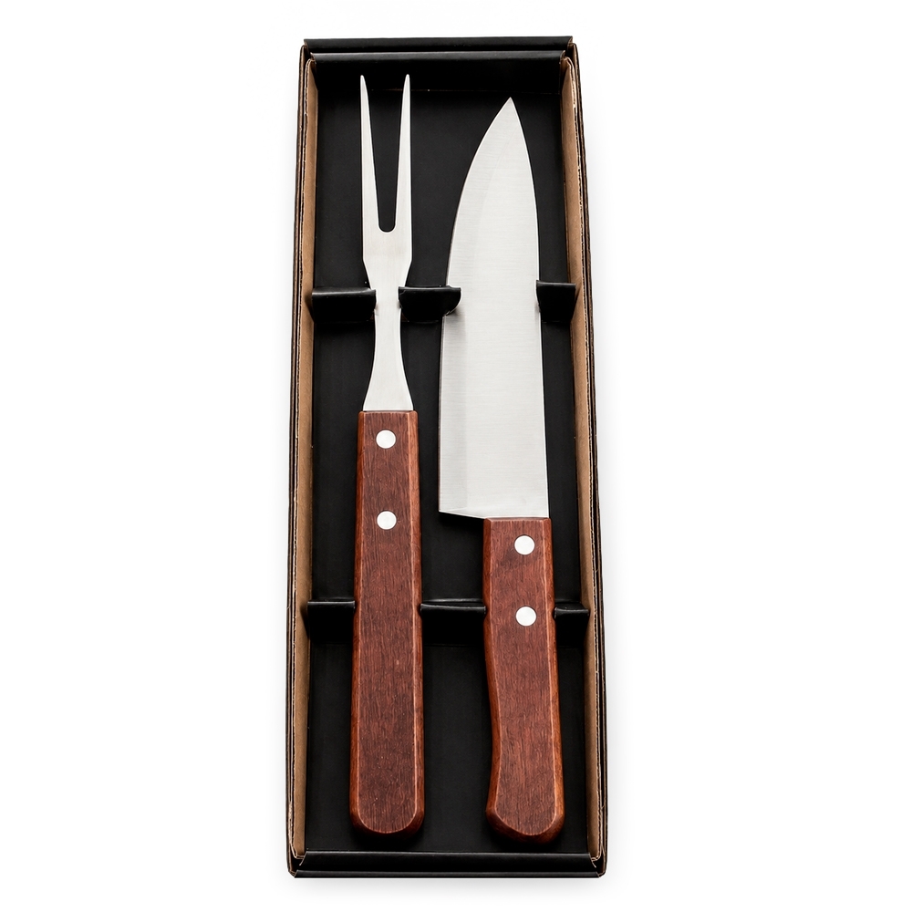 Kit churrasco 2 peças na cor Preto, personalizado com a logo da empresa