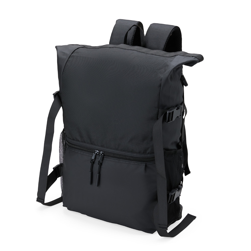 Mochila de couro sintético 37 litros com bolso frontal personalizada com a logo da empresa
