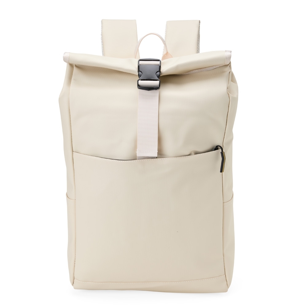 Mochila PU impermeável 32 litros na cor Creme, personalizada com a logo da empresa