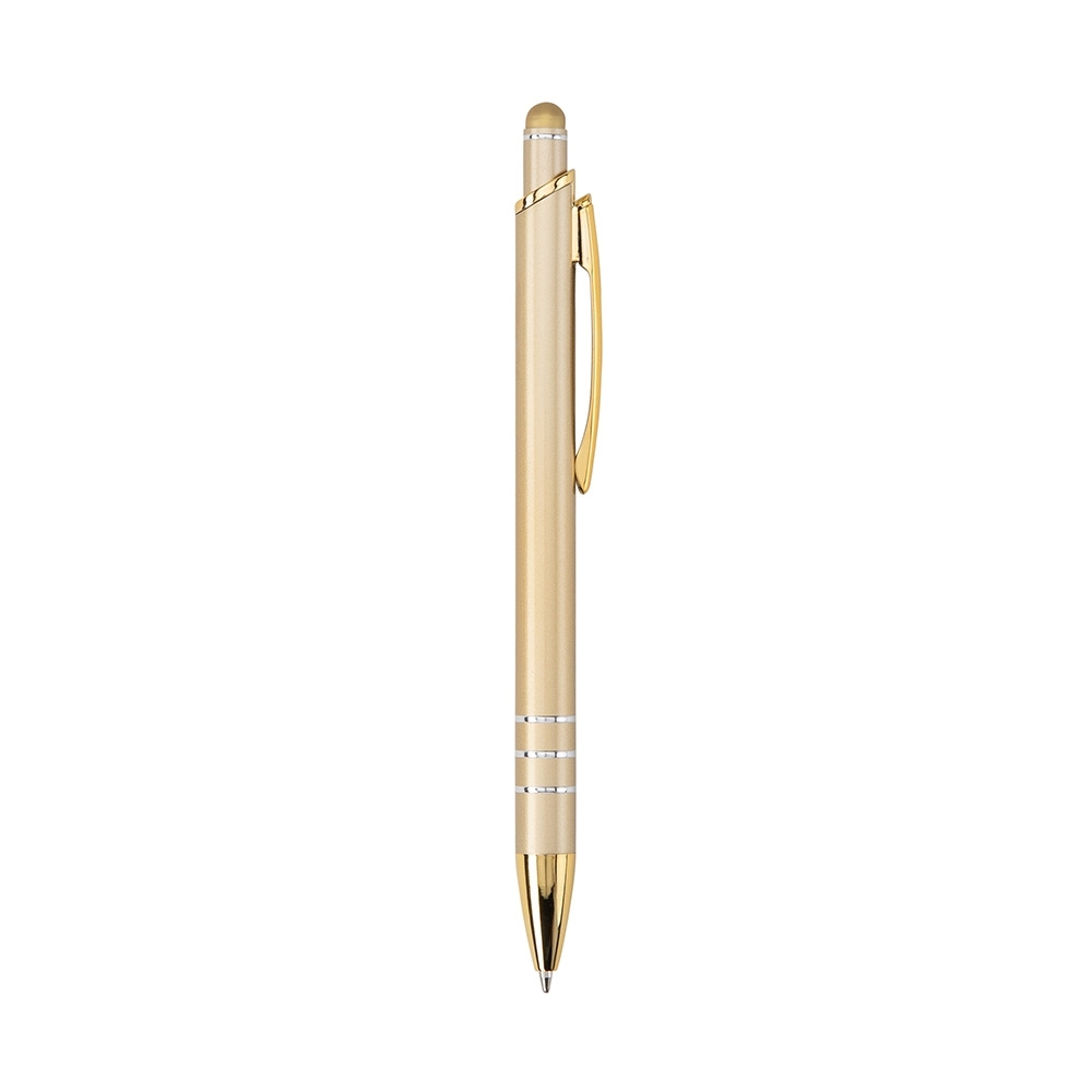 Caneta de metal touch personalizada com a logo da empresa, na cor dourado