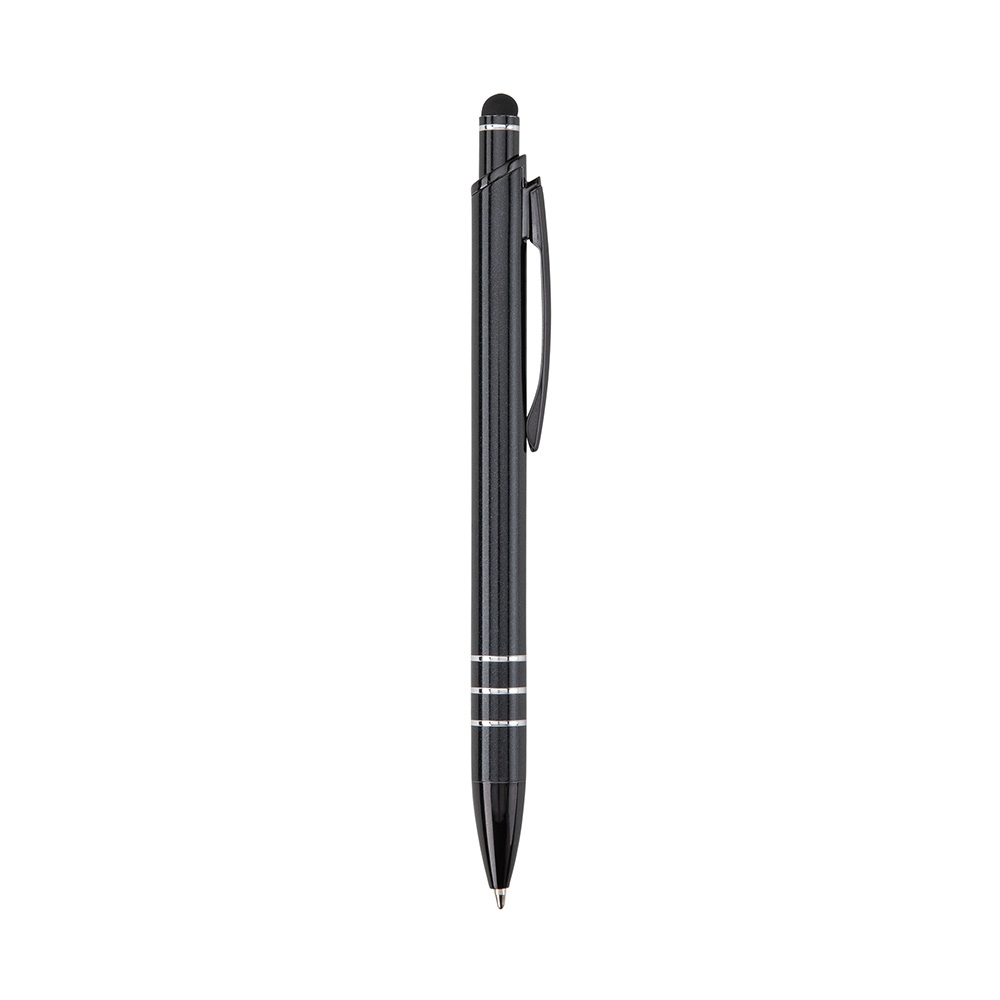 Caneta de metal touch na cor Preto, personalizada com a logo da empresa