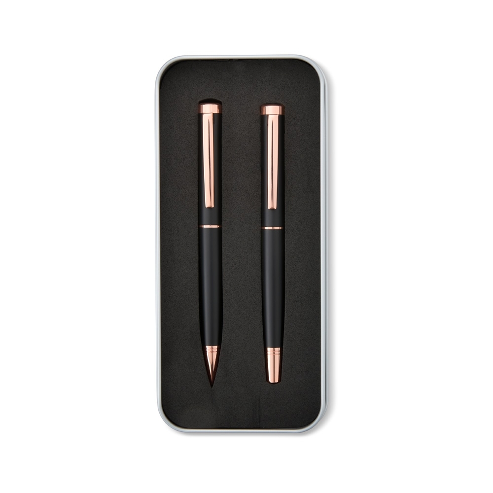 Kit caneta esferográfica e roller personalizado com a logo da empresa