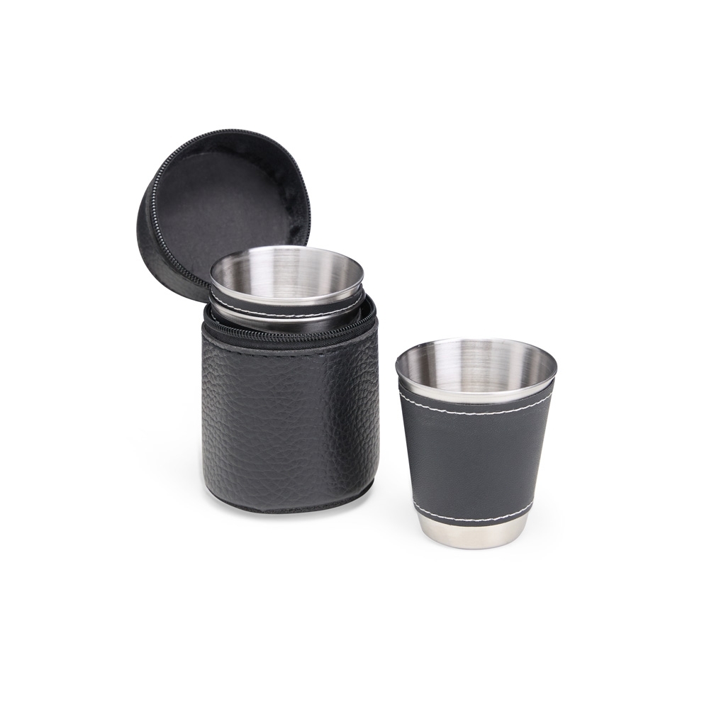 Kit copo inox 50 ml 4 peças personalizado com a logo da empresa