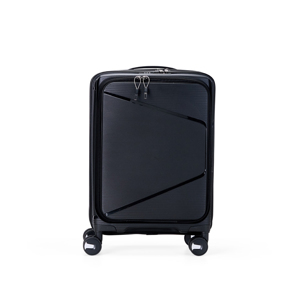 Mala de viagem 37 litros na cor Preto, personalizada com a logo da empresa