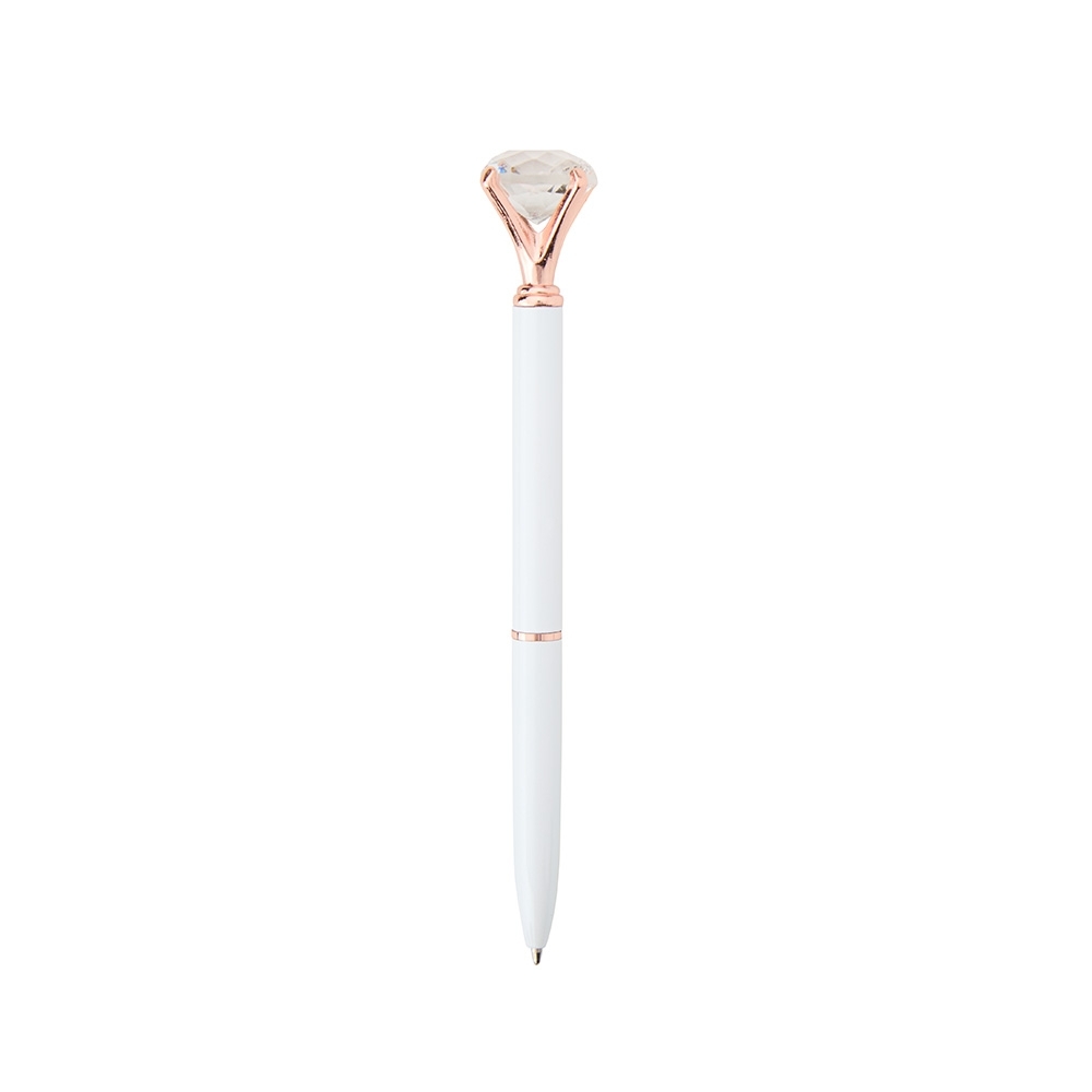 Caneta de metal diamante personalizada com a logo da empresa, na cor branco