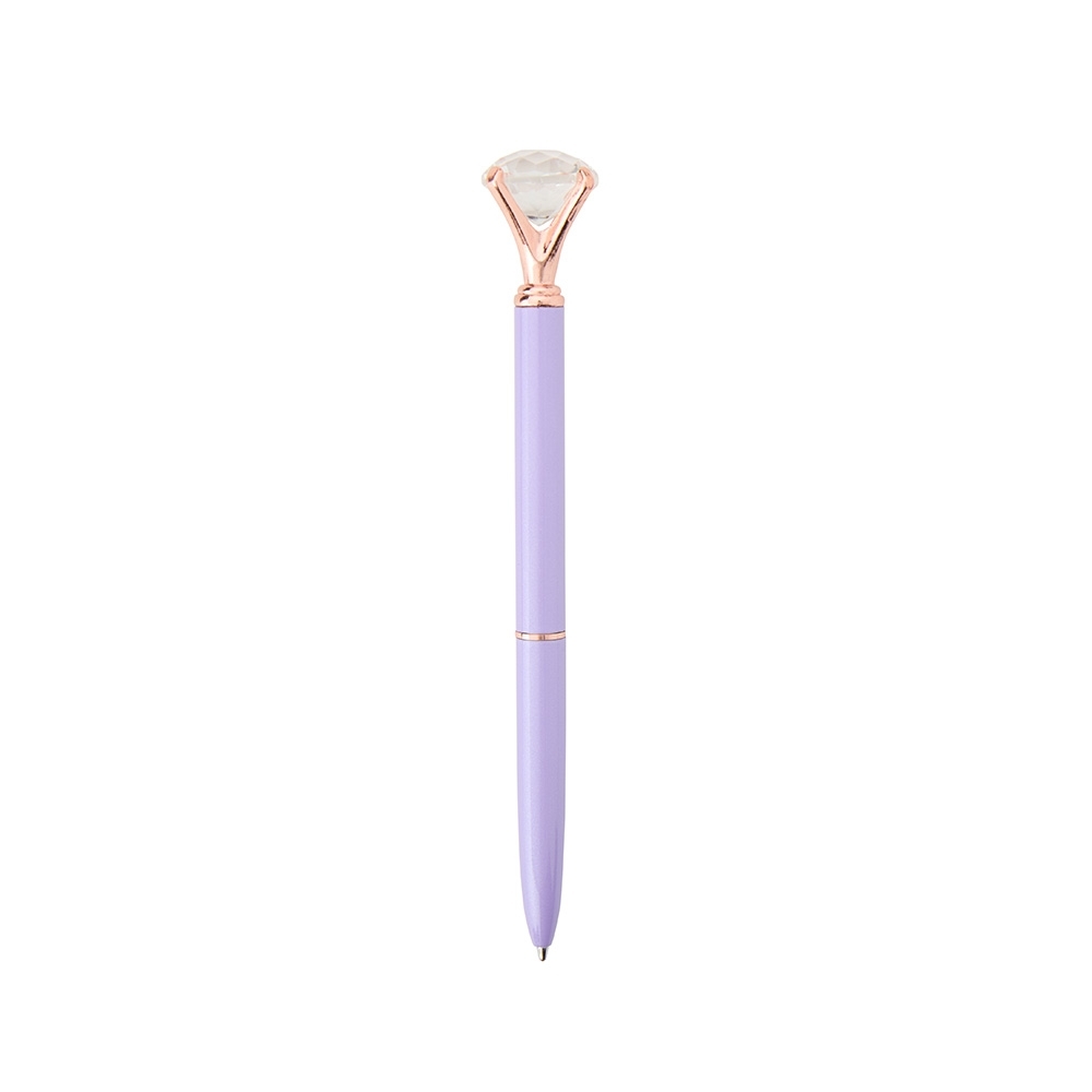 Caneta de metal diamante personalizada com a logo da empresa, na cor roxo