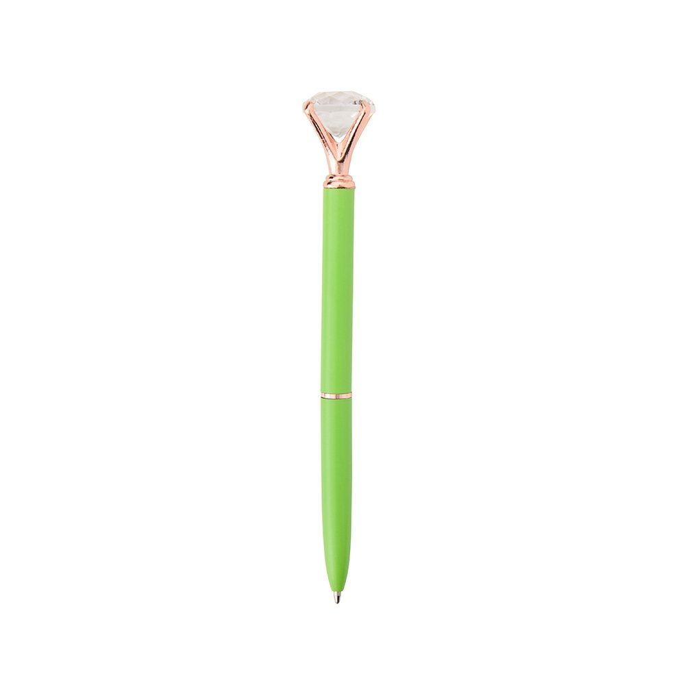 Caneta de metal diamante personalizada com a logo da empresa, na cor verde