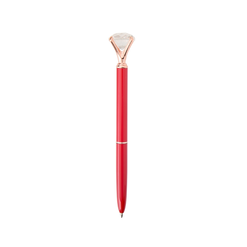 Caneta de metal diamante personalizada com a logo da empresa, na cor vermelho