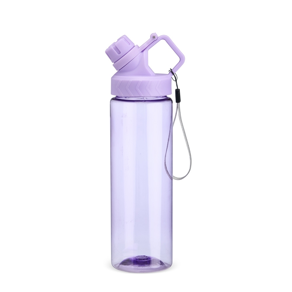 Squeeze plástico 750 ml com alça na cor Lilás, personalizado com a logo da empresa