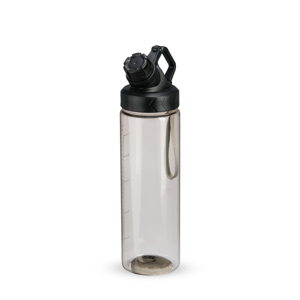 Squeeze plástico 750 ml com alça sem BPA na cor Preto, personalizado com a logo da empresa