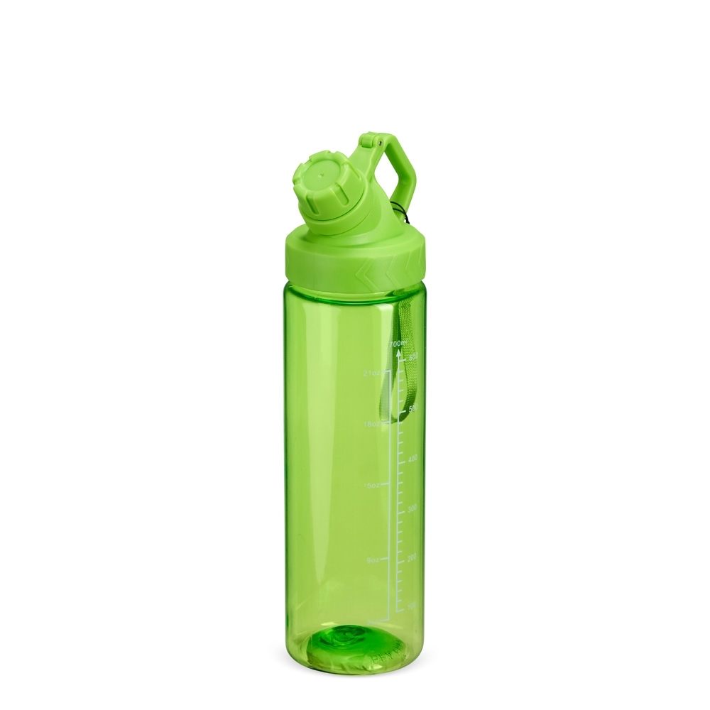 Squeeze plástico 750 ml com alça sem BPA personalizado com a logo da empresa, na cor verde