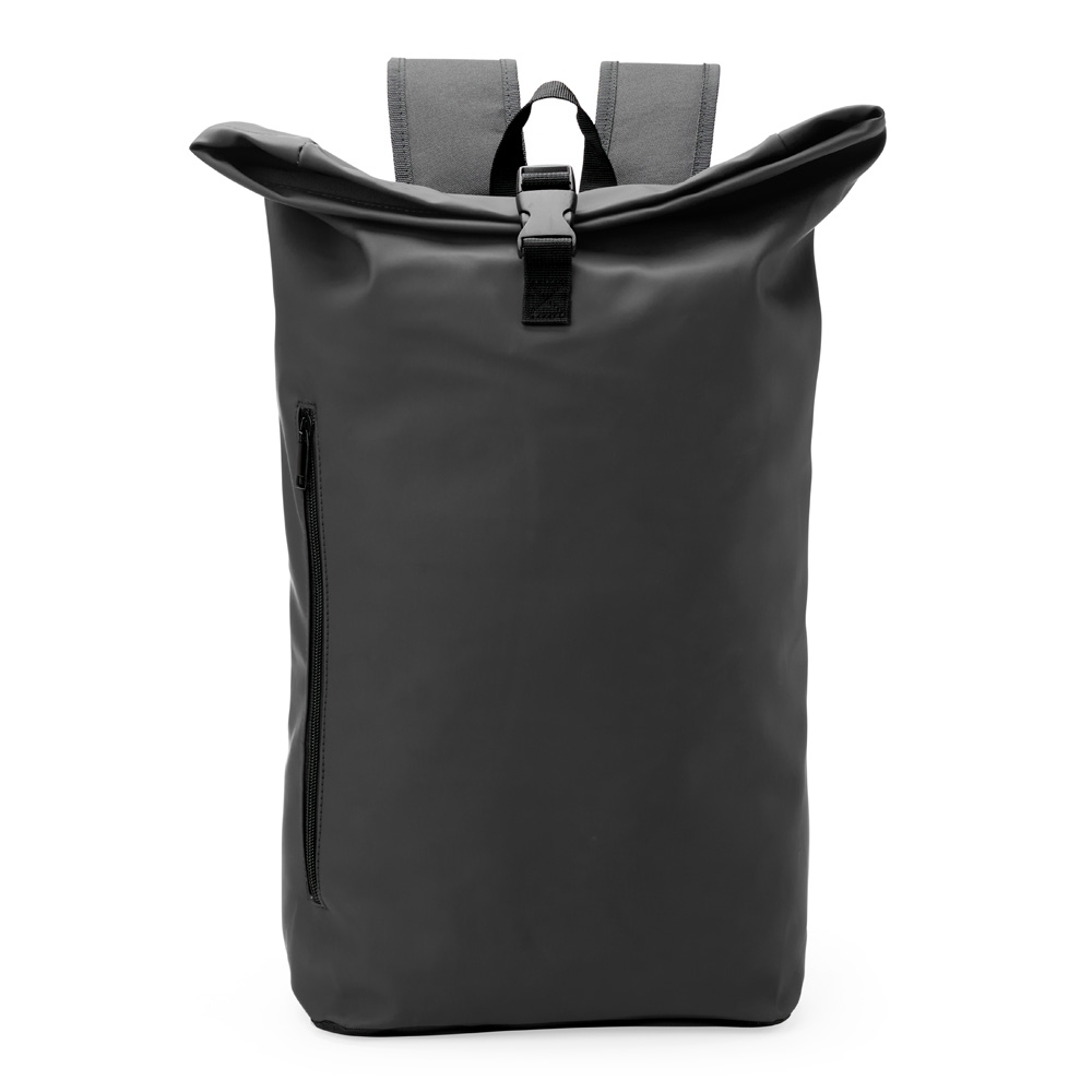 Mochila de couro sintético 30 litros na cor Preto, personalizada com a logo da empresa