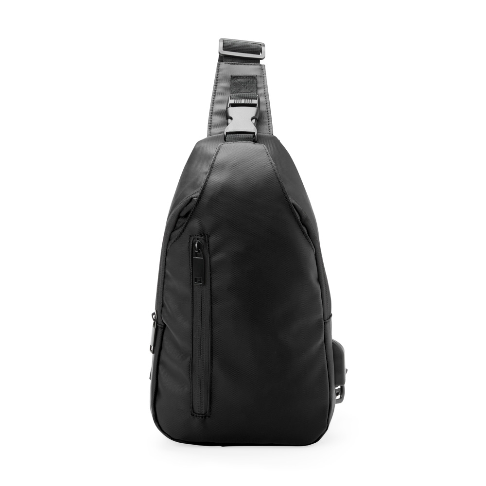Mochila de ombro 5 litros na cor Preto, personalizada com a logo da empresa