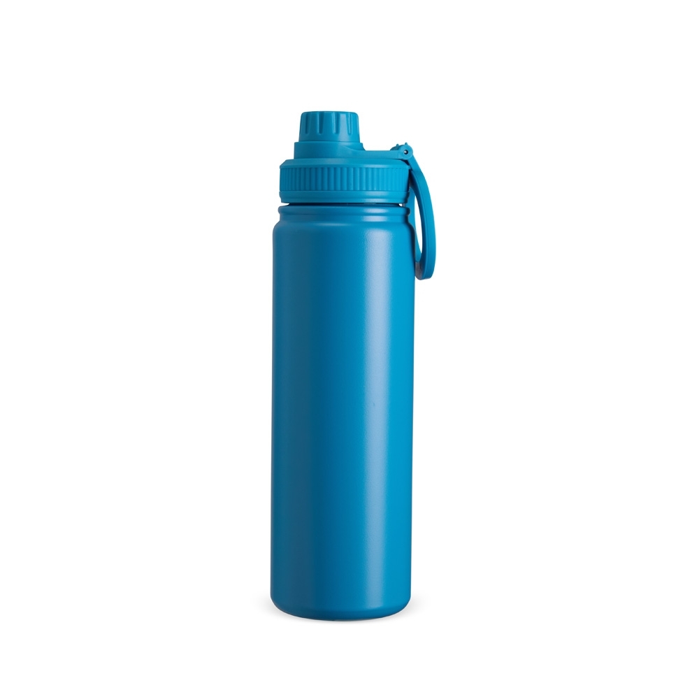 Garrafa térmica inox 750 ml com alça circular magnética para celular personalizada com a logo da empresa