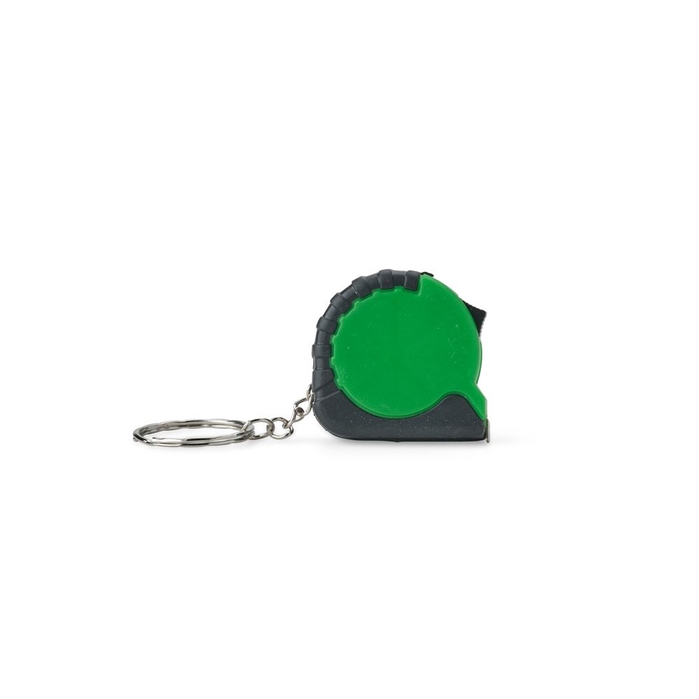 Chaveiro trena plástico 1m na cor Verde / Preto, personalizado com a logo da empresa