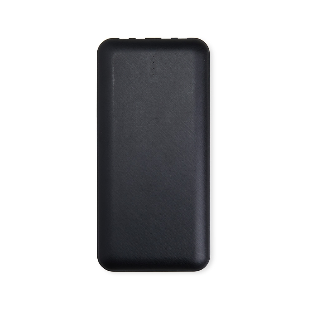 Power bank 10.000 mAh multissaídas na cor Preto, personalizado com a logo da empresa