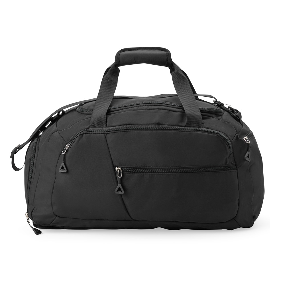 Bolsa esportiva oxford 42 litros impermeável na cor Preto, personalizada com a logo da empresa