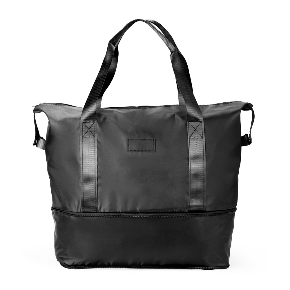 Bolsa esportiva poliéster expansível 36 litros impermeável na cor Preto, personalizada com a logo da empresa