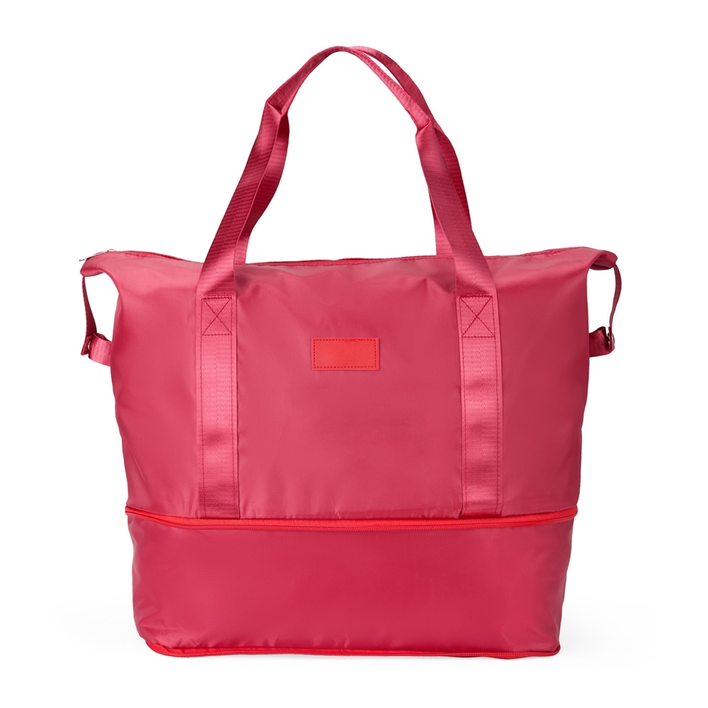 Bolsa esportiva poliéster expansível 36 litros impermeável personalizada com a logo da empresa, na cor vermelho