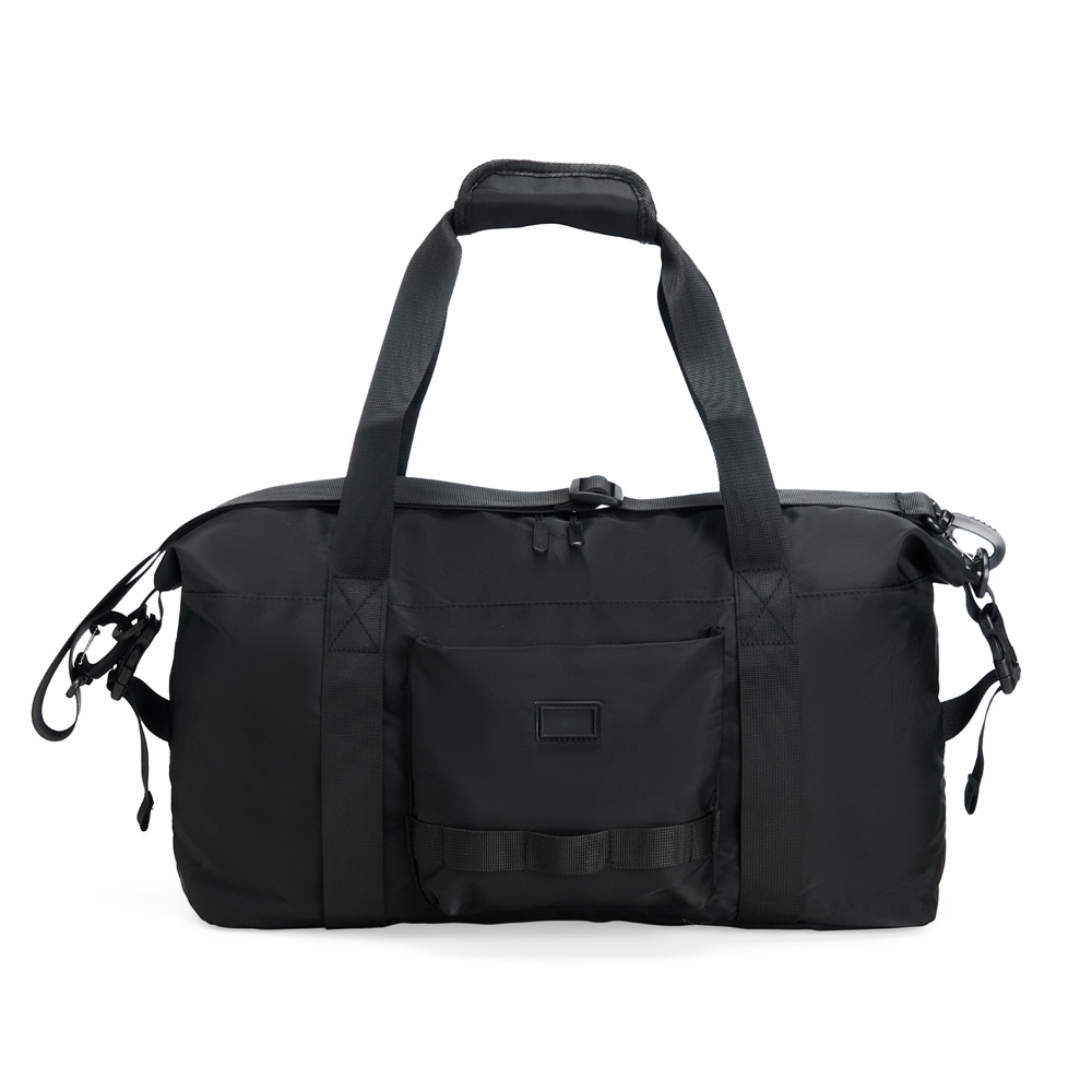 Bolsa esportiva poliéster 26 litros na cor Preto, personalizada com a logo da empresa