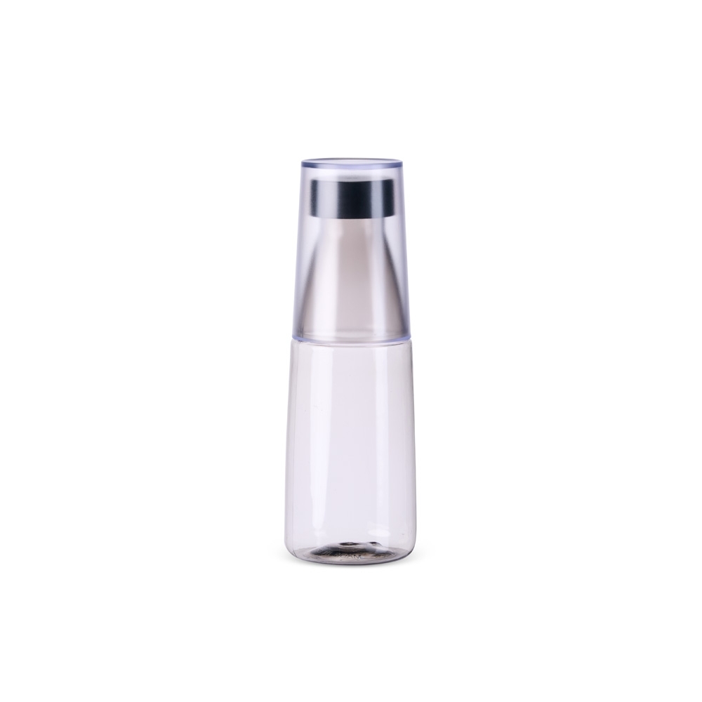 Garrafa plástica 2 em 1 550 ml na cor Fumê, personalizada com a logo da empresa