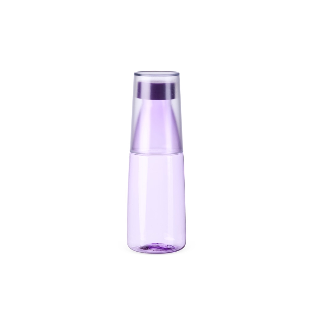 Garrafa plástica 2 em 1 550 ml personalizada com a logo da empresa, na cor roxo