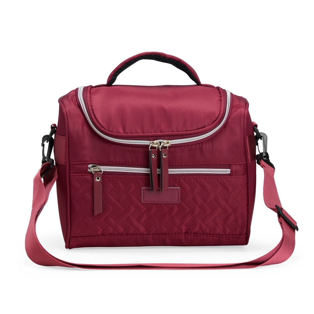 Bolsa térmica 9 litros personalizada com a logo da empresa, na cor vermelho