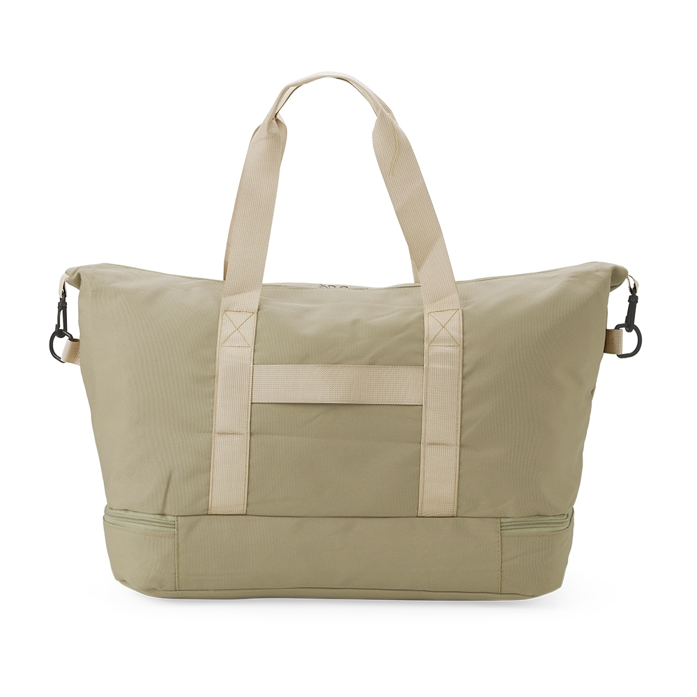 Bolsa oxford 36 litros impermeável personalizada com a logo da empresa, na cor bege